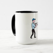 Plasterer Masonry Worker Trowel Cartoon Mok (Voorkant links)