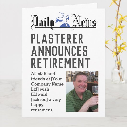 Plasterer Retirement Kaart om te personaliseren (Gele Bloem)