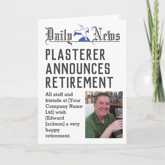 Plasterer Retirement Kaart om te personaliseren (Voorkant)