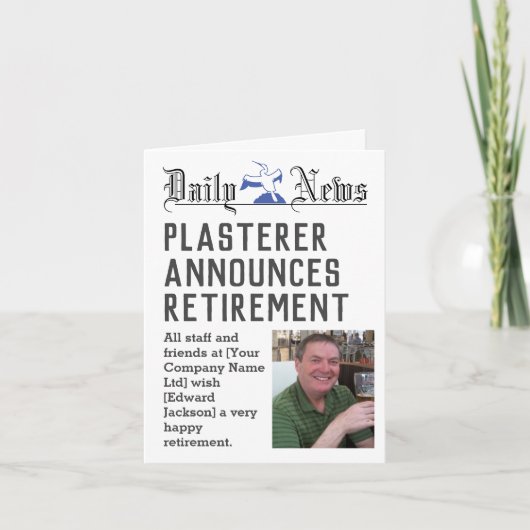 Plasterer Retirement Kaart om te personaliseren (Voorkant)