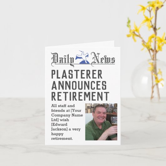 Plasterer Retirement Kaart om te personaliseren (Gele Bloem)