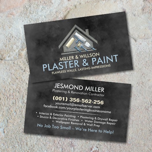 Plastering and Painting Services Watercolor art Visitekaartje