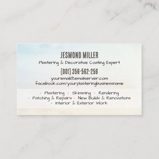 Plastering Services Drywall Professional Visitekaartje (Achterkant)