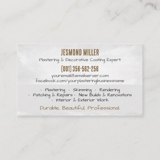 Plastering Services  Visitekaartje (Achterkant)