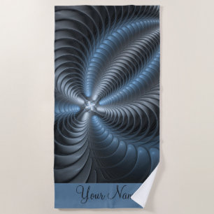 Plastic Blauw Grijs 3D Fractaal Modern Abstracte N Strandlaken