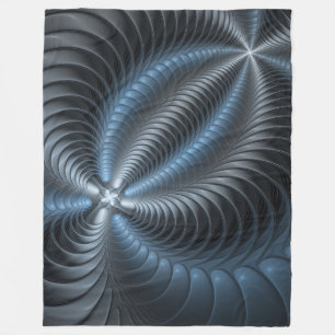 Plastic blauw grijs 3D fractale kunst modern abstr Fleece Deken