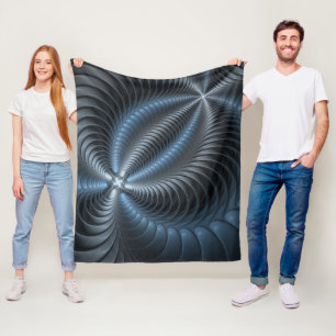 Plastic blauw grijs 3D fractale kunst modern abstr Fleece Deken