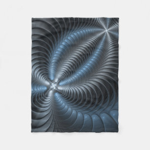 Plastic blauw grijs 3D fractale kunst modern abstr Fleece Deken