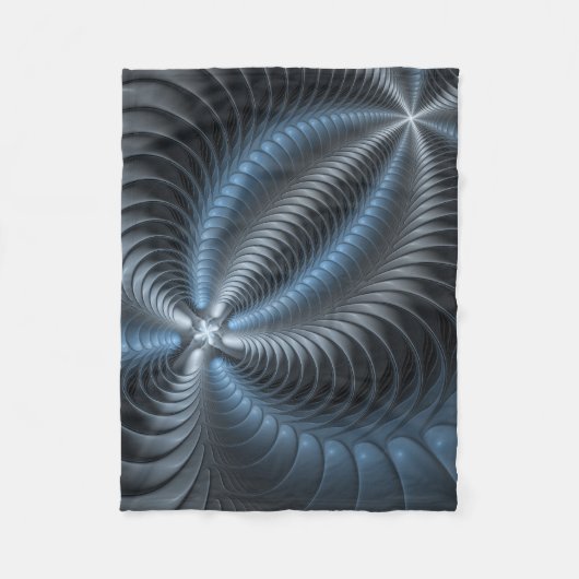 Plastic blauw grijs 3D fractale kunst modern abstr Fleece Deken (Voorkant)