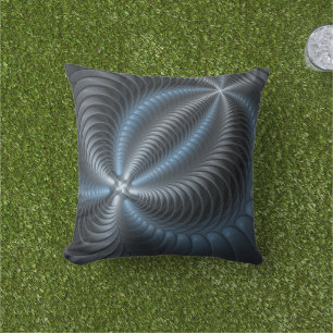 Plastic Blauw Grijs 3D Fractale Kunst Moderne Abst Buitenkussen