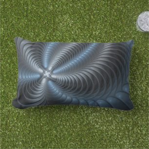 Plastic Blauw Grijs 3D Fractale Kunst Moderne Abst Buitenkussen