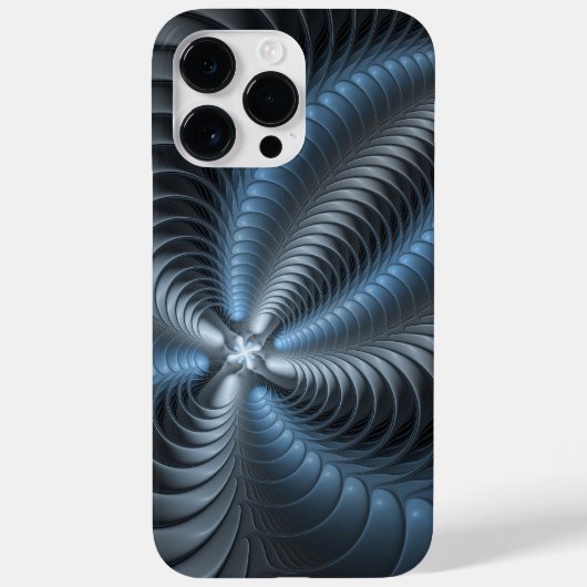 Plastic Blauw Grijs 3D Fractale Kunst Moderne Abst Case-Mate iPhone Case (Achterkant)