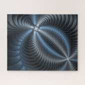 Plastic Blauw Grijs 3D Fractale Kunst Moderne Abst Legpuzzel (Horizontaal)