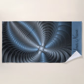 Plastic blauwe grijze 3D fractal moderne Abstracte Strandlaken (Voorkant)