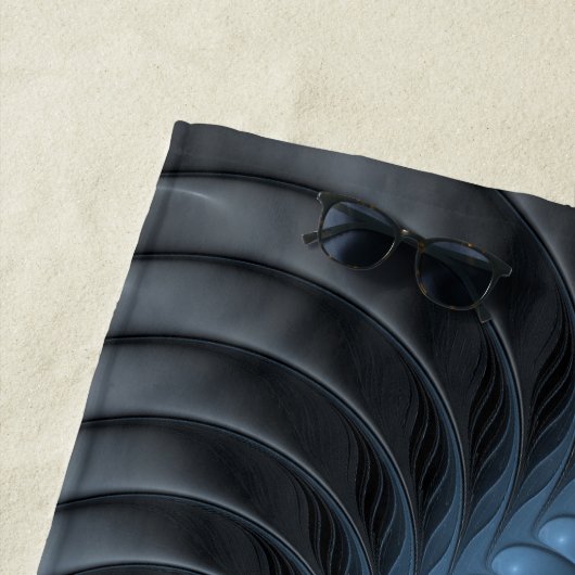 Plastic blauwe grijze 3D fractal moderne Abstracte Strandlaken (In situ)