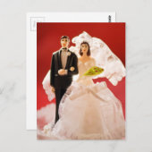 Plastic bruid en bruidegom bruidstaart briefkaart (Voorkant / Achterkant)
