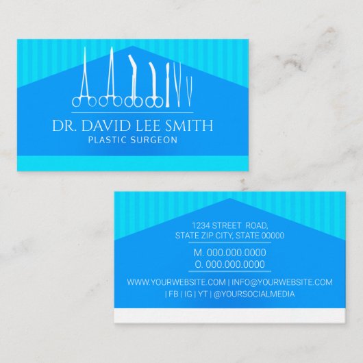 Plastic chirurg / Doctor / chirurg assistent Busin Visitekaartje (Voorkant / Achterkant)