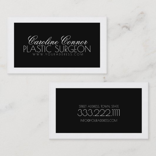 Plastic chirurgische ingreep zwarte & witte blauwe visitekaartje (Voorkant / Achterkant)