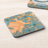 Plastic Coaster Contemporary Leaf Design in Peach Bier Onderzetter (Linkerzijde)