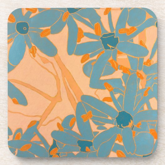 Plastic Coaster Contemporary Leaf Design in Peach Bier Onderzetter (Voorkant)