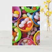 Plastic eieren die met geleibonen worden gevuld kaart (Gele Bloem)