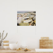 Plastic flessen en oceaandumping op een tropisch poster (Keuken)