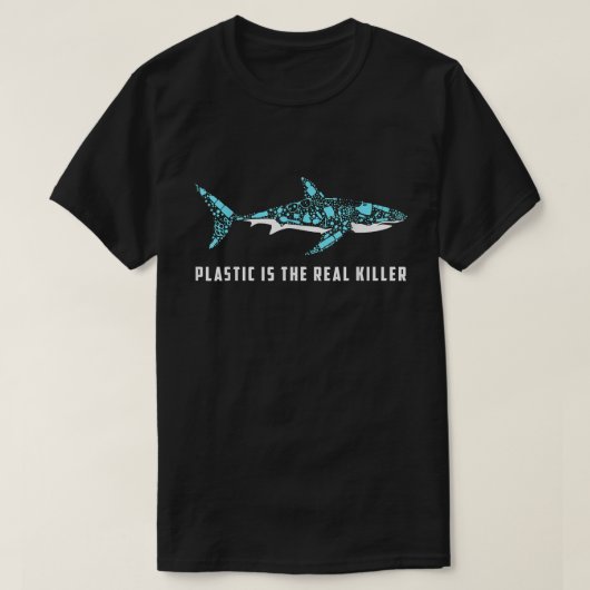 Plastic is The Real Killer Shark Plastic Pollution T-shirt (Design voorkant)