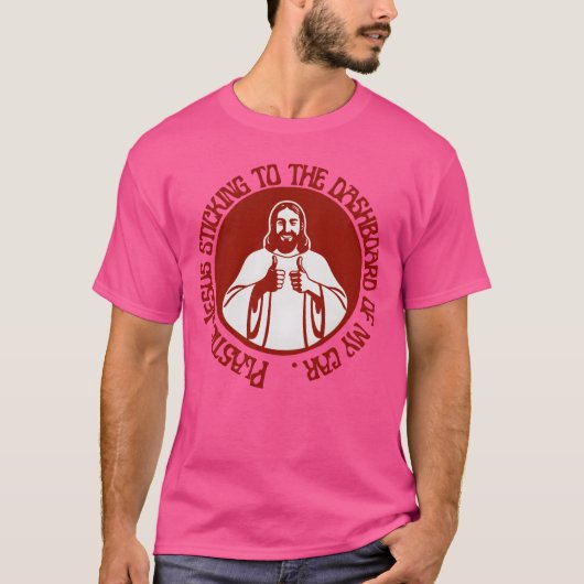 Plastic Jezus die op het dashboard van mijn auto p T-shirt (Voorkant)