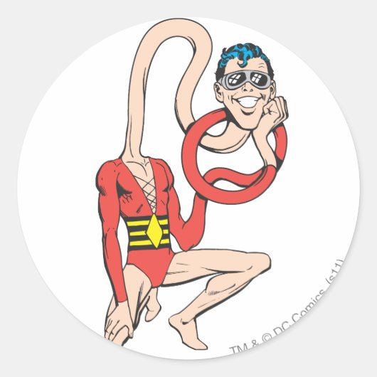 Plastic Man Rubbernek Pose Ronde Sticker (Voorkant)