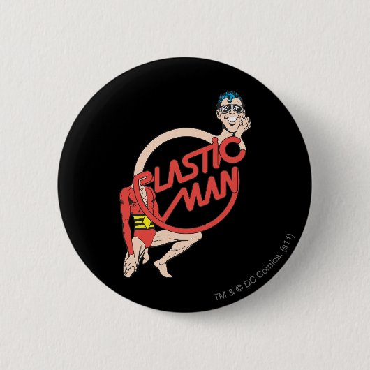 Plastic Man Rubbernek Ronde Button 5,7 Cm (Voorkant)