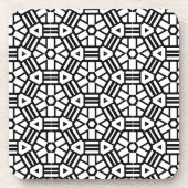 Plastic Onderzetter - Zwarte zeshoeken en staven (Voorkant)