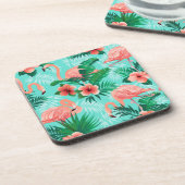 Plastic Onderzetters Flamingo Tropische handpalmen (Linkerzijde)