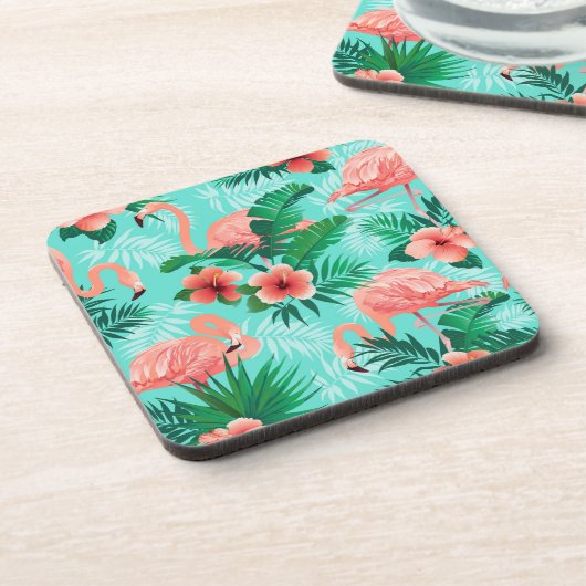 Plastic Onderzetters Flamingo Tropische handpalmen (Linkerzijde)