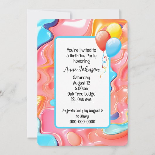 Plastic Psychedelic Verjaardag Uitnodigen Kaart (Voorkant)