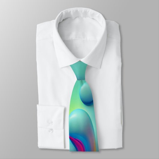 Plastic Psychedelische Regenboog Vloeibare Vormen Stropdas (Gebonden)