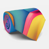 Plastic Psychedelische Regenboog Vloeibare Vormen Stropdas (Opgerold)