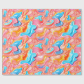 Plastic psychedelische vloeibare vormen cadeaupapier (Vlak)