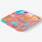 Plastic psychedelische vloeibare vormen papieren bordje (Gebogen)