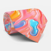 Plastic psychedelische vloeibare vormen stropdas (Opgerold)