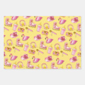 Plastic roze geel pop speelgoed inpakpapier vel (Voorkant 3)