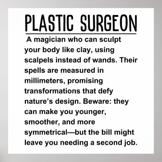 Plastic Surgeon Poster (Voorkant)