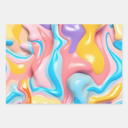 Plastic Vloeistof 3D Abstract Inpakpapier Vel (Voorkant)