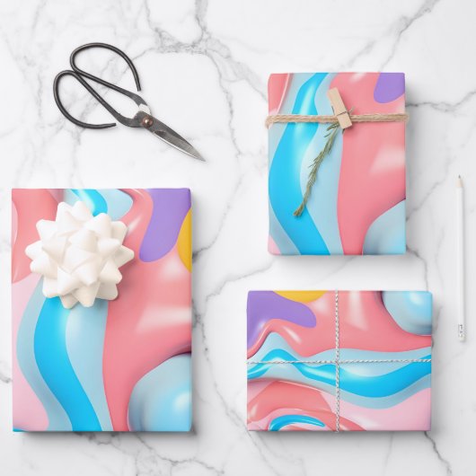 Plastic Vloeistof 3D Abstract Inpakpapier Vel (Voorkant)