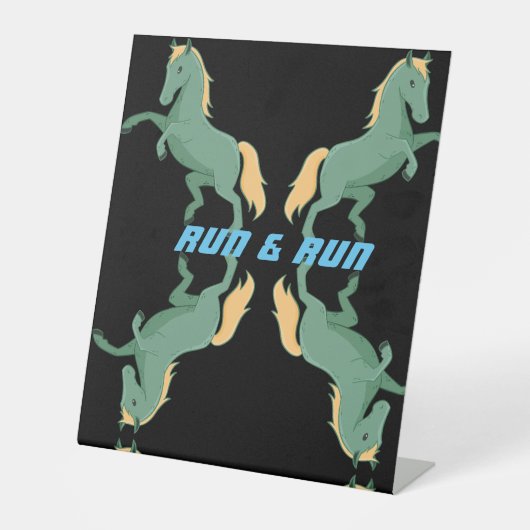 Plastic voetstuk teken met Paard Afbeelding Run en Reclamebord Met Voetstuk (Voorkant)