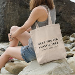 Plastic vrij | Verontreiniging van Zee met behoud  Tote Bag<br><div class="desc">Eenvoudig,  stijlvol "Houd het zee zonder plastic" & "#savethePlanet" citeren een aangepast kunstontwerp in een moderne,  minimalistische typografie. Het perfecte geschenk of accessoire om het bewustzijn van milieukwesties te verspreiden. #environment #sustainable #climatechange #ecofriendly #savetheworld #zerowaste #Earth #sustainable #gogreen #recyclen #eco #plasticfree #milieuvriendelijk #duurzaam #globalwarming #klimaat #vervuiling #hergebruik #conservatie</div>