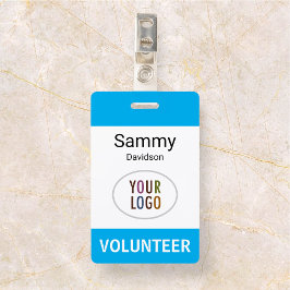 Plastic vrijwilligersnaamkaartje met clip en logo  badge