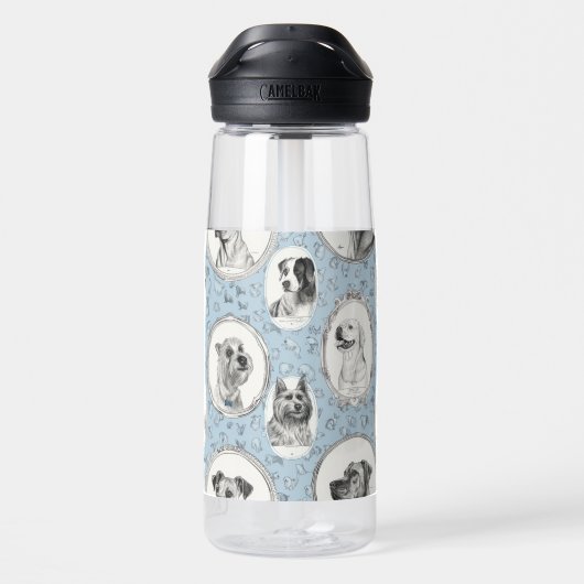 Plastic waterfles met hondenprint (Achterkant)