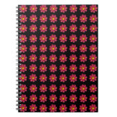 Plasticine Red Flower Pattern on Black Notitieboek (Voorkant)