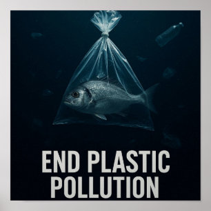 Plasticvrije oceanen – bewustzijn van het leven in poster