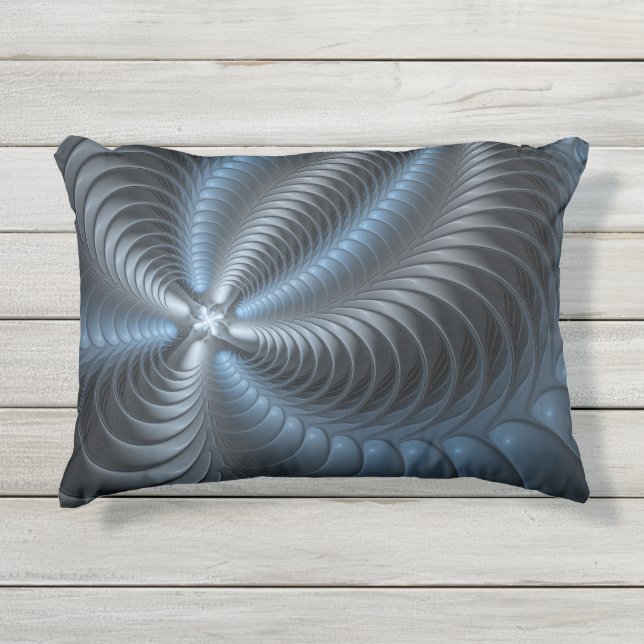 Plastisch blauw grijs 3D fractale kunst modern abs Buitenkussen (Voorkant)